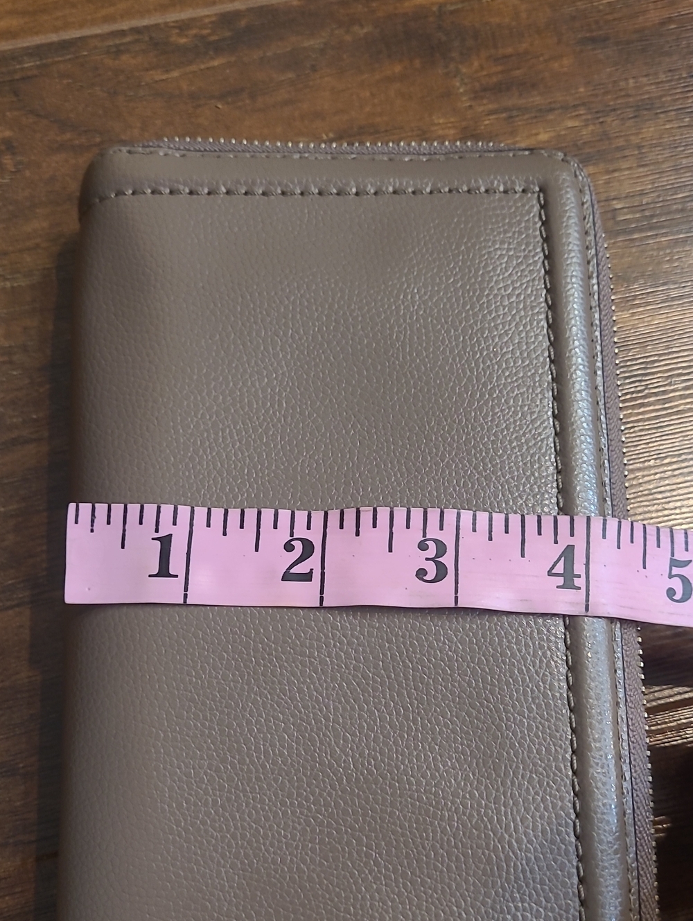 kate spade pebble leather zip-around wallet in taupe brown - Picture 9 of 10